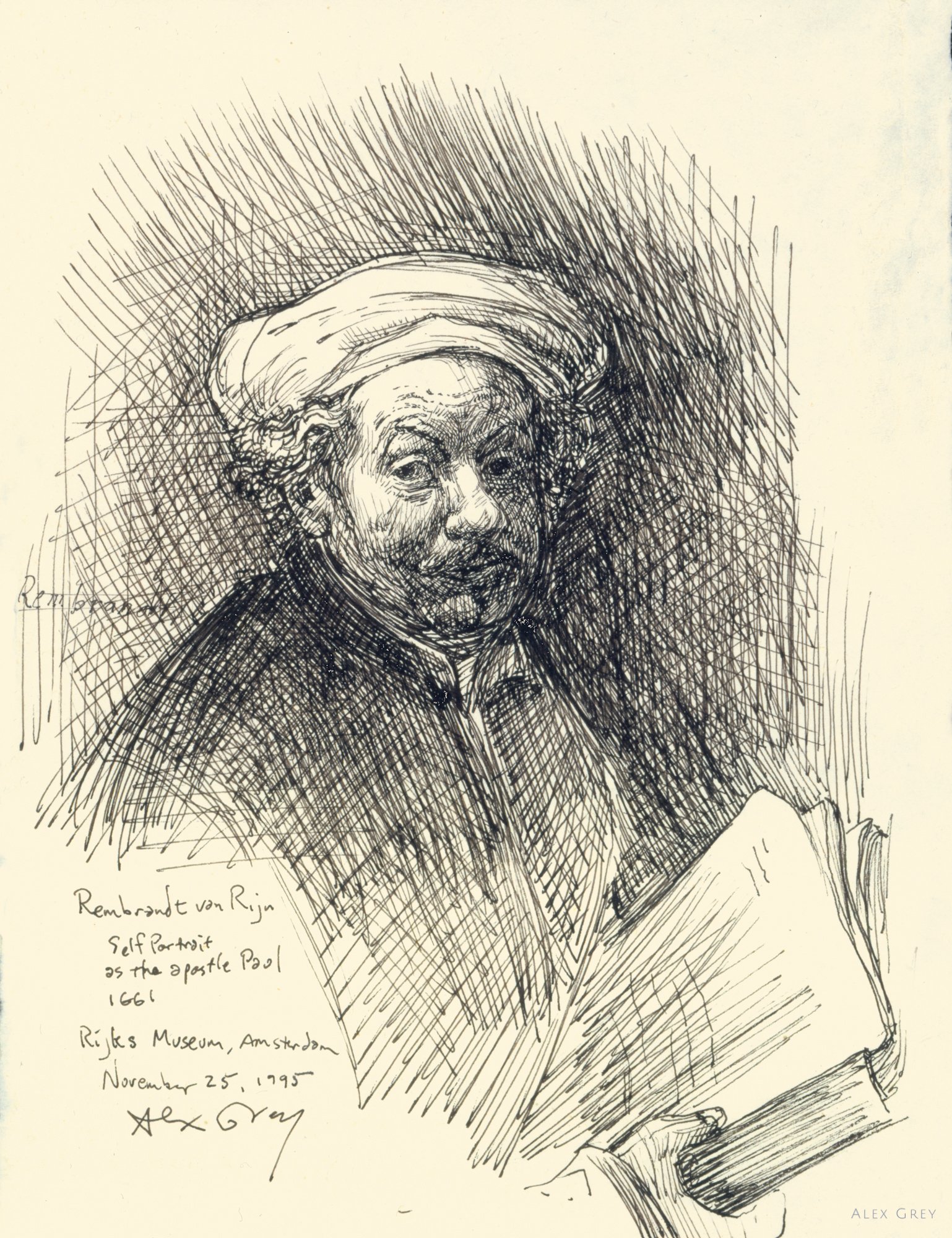Автопортрет Рембрандта карандашом
